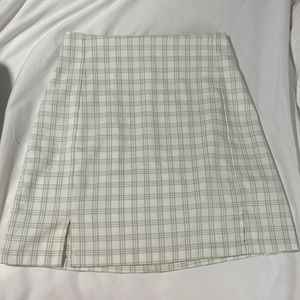 Brandy Melville Y2K Green and White Plaid Mini Skirt